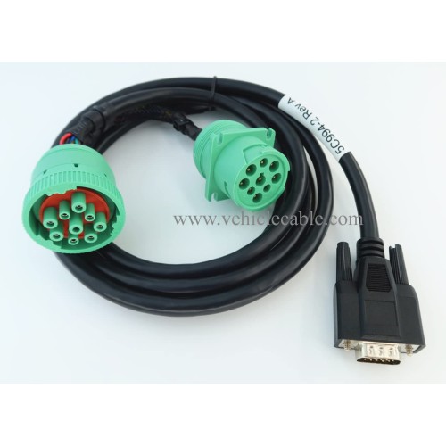 WBLD Green Type 2 J1939 Male and Female 9pin to DB15 Male Splitter Y Cable for Cal amp 5C994-2