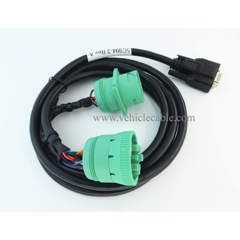 WBLD Green Type 2 J1939 Male and Female 9pin to DB15 Male Splitter Y Cable for Cal amp 5C994-2 
