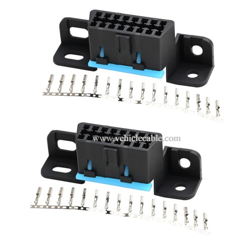 OLLGEN OBD2 16 Pin Female Connector Fixed Harness Female Assembled Plug Dash Port (Pack of 2)