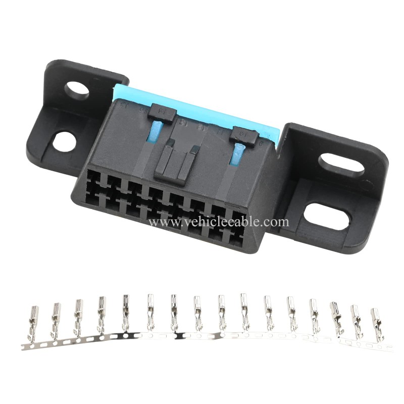 OLLGEN OBD2 16 Pin Female Connector Fixed Harness Female Assembled Plug Dash Port (Pack of 2) 