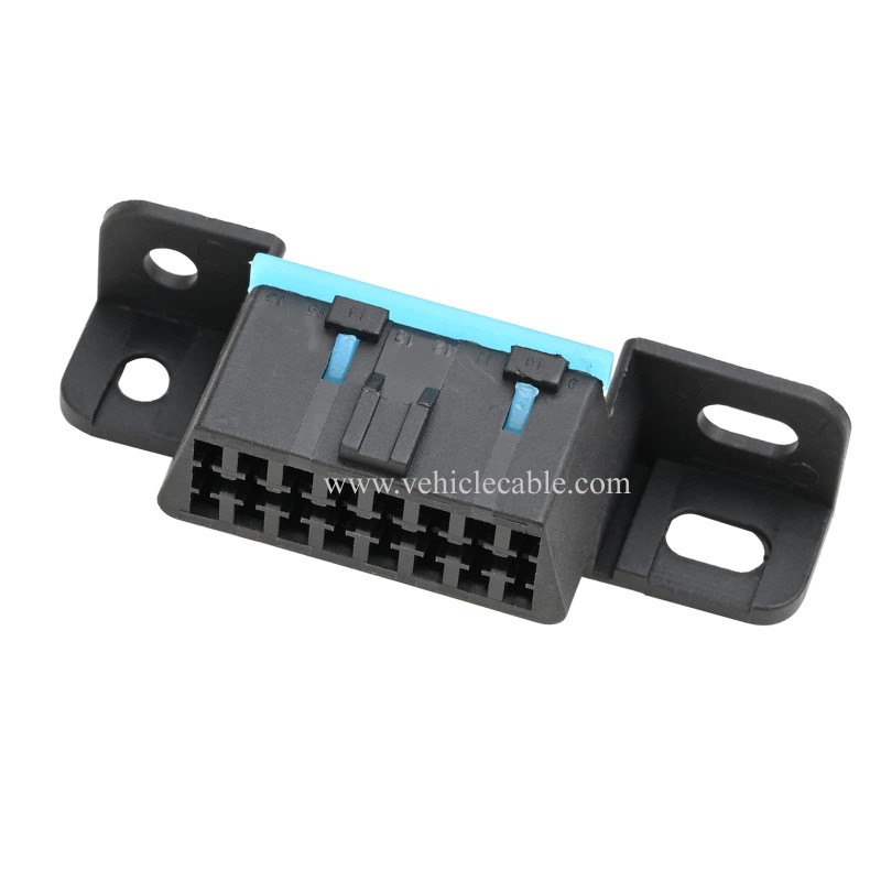 OLLGEN OBD2 16 Pin Female Connector Fixed Harness Female Assembled Plug Dash Port (Pack of 2) 