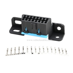 OLLGEN OBD2 16 Pin Female Connector Fixed Harness Female Assembled Plug Dash Port (Pack of 2) 