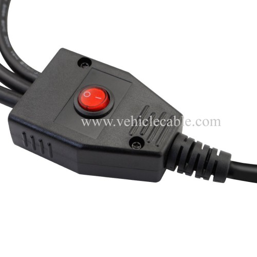 OLLGEN 50cm / 20" Right Angle Ultra Low Profile OBD2 Male to 3 Female OBDII 16 Pin Y Splitter Cord Diagnostic Extension Cable with Power Switch