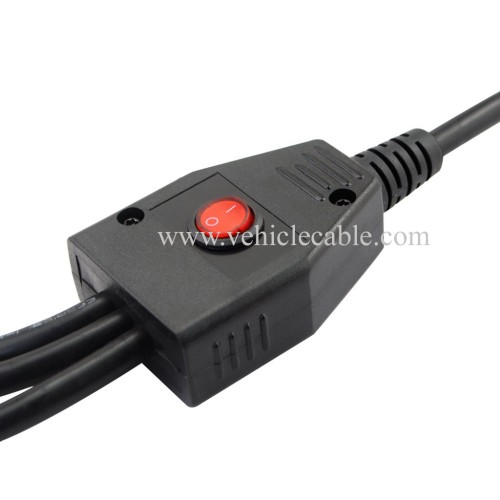 OLLGEN 50cm / 20" Right Angle Ultra Low Profile OBD2 Male to 3 Female OBDII 16 Pin Y Splitter Cord Diagnostic Extension Cable with Power Switch