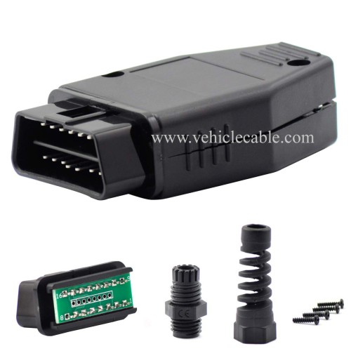 OLLGEN Auto Car OBD2 16 Pin Connector, 16 Pin Male Connector Adapter, Standard 16 Pin Male Plug, OBD Shell, OBDII PCB Diagnostic Tool (Black)