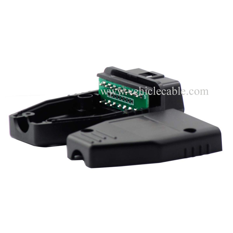 OLLGEN Auto Car OBD2 16 Pin Connector, 16 Pin Male Connector Adapter, Standard 16 Pin Male Plug, OBD Shell, OBDII PCB Diagnostic Tool (Black) 