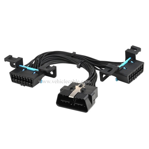 OLLGEN OBD2 Extension Cable Universal OBDII 30cm 16 Pin Female to Male/Female Extension Cable OBD2 Splitter Adapter Cable Y Cable 12" (Black)