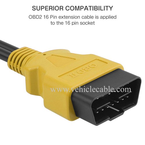 OLLGEN 1ft Feet 30cm/12 inch Full 16 Pin OBD2 OBD II Y Splitter Cable Male to Dual Female J1962 Ports Extension Connector Adapter 26AWG