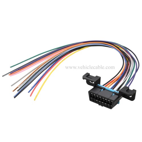 OLLGEN Universal Full 16 Pin J1962F OBD2 Female Connecto Fixed Harness Assembled Adapter Plug Dash Port with DIY Colorful Cables 12"/30cm