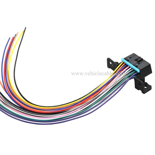 OLLGEN Universal Full 16 Pin J1962F OBD2 Female Connecto Fixed Harness Assembled Adapter Plug Dash Port with DIY Colorful Cables 12"/30cm