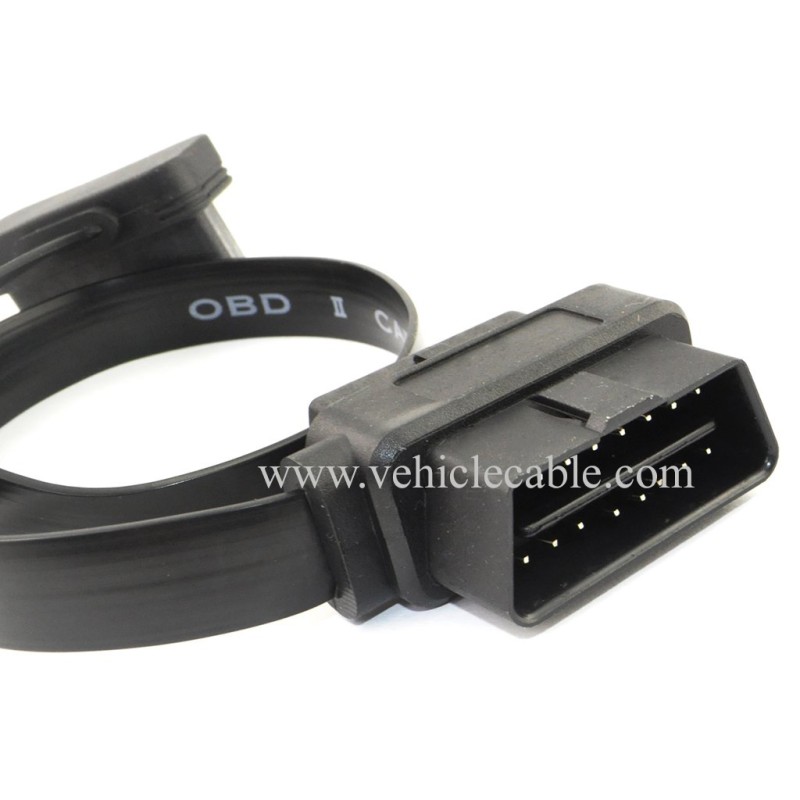 OLLGEN 60CM Ultra Slim 2 in 1 OBDII OBD2 Cable 16 Pin Female to Male/Female Extension Connector Cable Splitter,24Inch/2Feet 