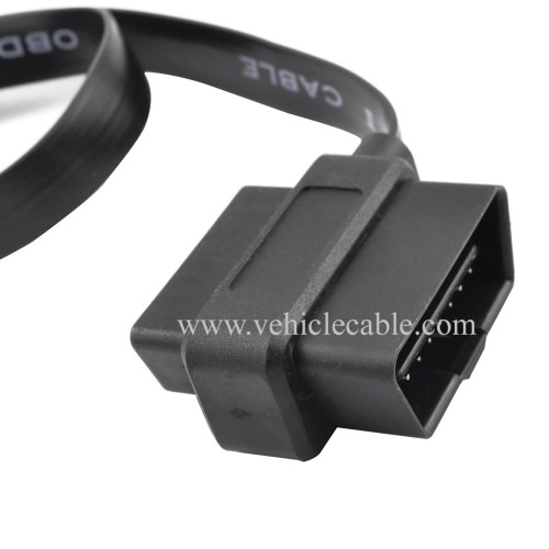 OLLGEN 60CM Ultra Slim 2 in 1 OBDII OBD2 Cable 16 Pin Female to Male/Female Extension Connector Cable Splitter,24Inch/2Feet