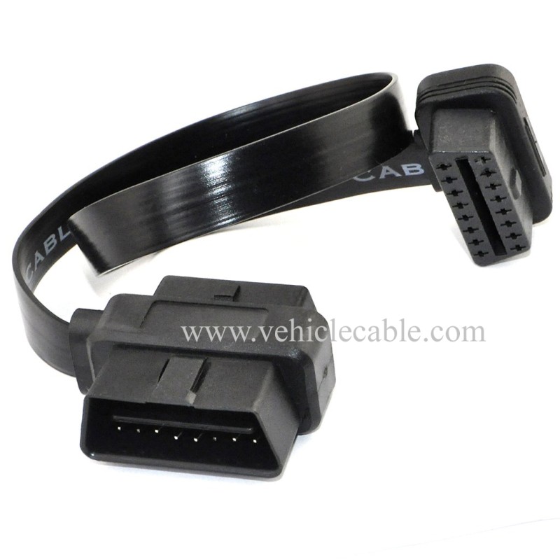 OLLGEN 60CM Ultra Slim 2 in 1 OBDII OBD2 Cable 16 Pin Female to Male/Female Extension Connector Cable Splitter,24Inch/2Feet 