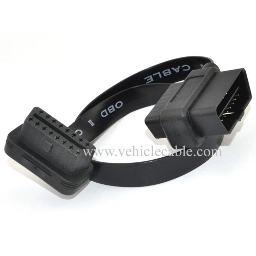OLLGEN 60CM Ultra Slim 2 in 1 OBDII OBD2 Cable 16 Pin Female to Male/Female Extension Connector Cable Splitter,24Inch/2Feet