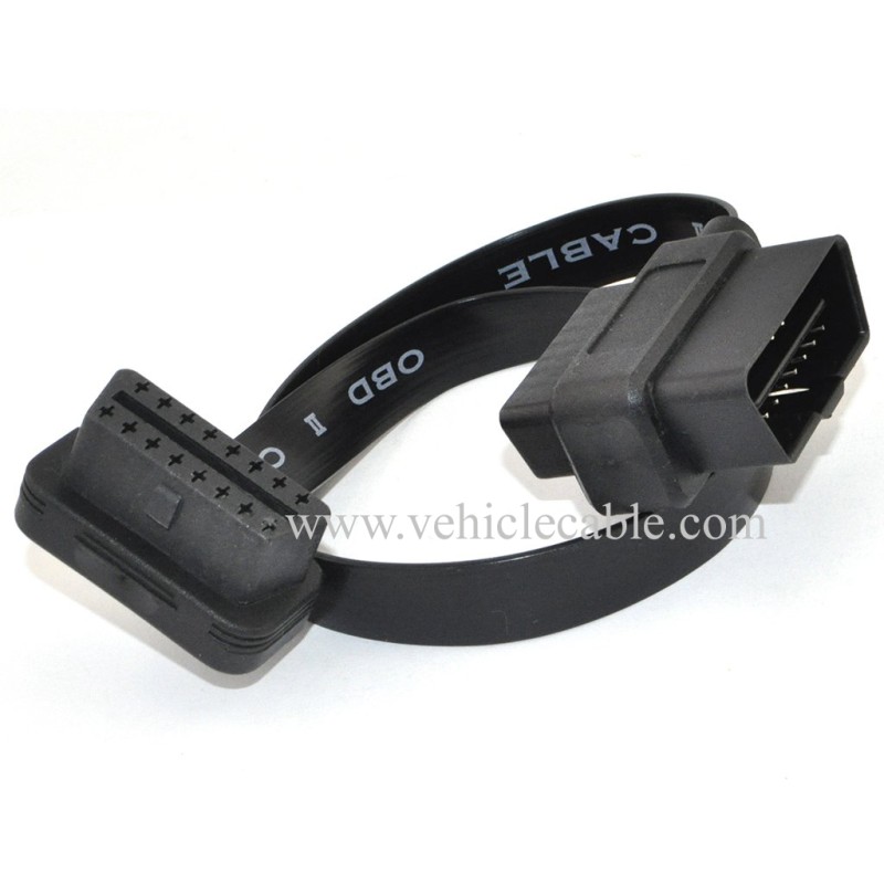 OLLGEN 60CM Ultra Slim 2 in 1 OBDII OBD2 Cable 16 Pin Female to Male/Female Extension Connector Cable Splitter,24Inch/2Feet 