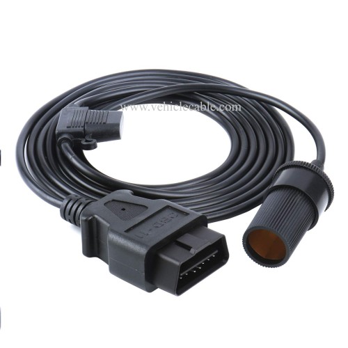 OLLGEN 3M/9.8ft OBD2 to Cigarette Lighter Female Connector OBD Male to Female Socket Car Power Cable with 3A Fuse