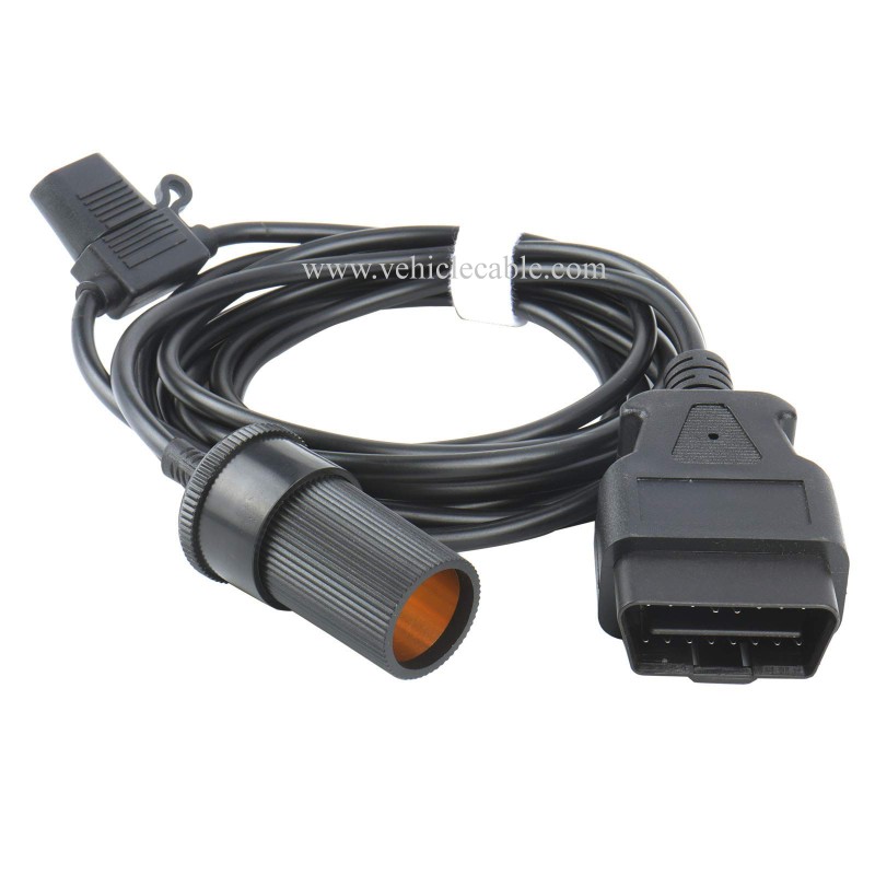 OLLGEN 3M/9.8ft OBD2 to Cigarette Lighter Female Connector OBD Male to Female Socket Car Power Cable with 3A Fuse 