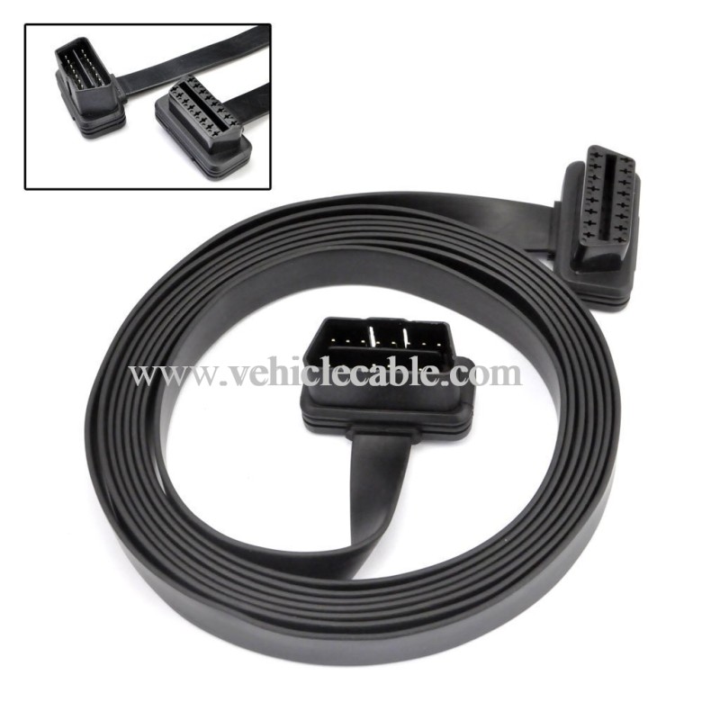 OLLGEN 3M/9.8Feet Ultra Flat Low Profile 16 Pin Male to Female OBDII OBD2 Extension Cable Car Diagnostic Extender Cord Adapter 