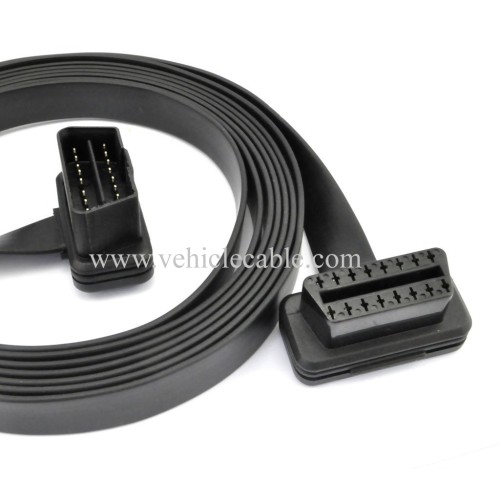 OLLGEN 3M/9.8Feet Ultra Flat Low Profile 16 Pin Male to Female OBDII OBD2 Extension Cable Car Diagnostic Extender Cord Adapter