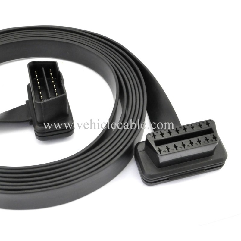 OLLGEN 3M/9.8Feet Ultra Flat Low Profile 16 Pin Male to Female OBDII OBD2 Extension Cable Car Diagnostic Extender Cord Adapter 