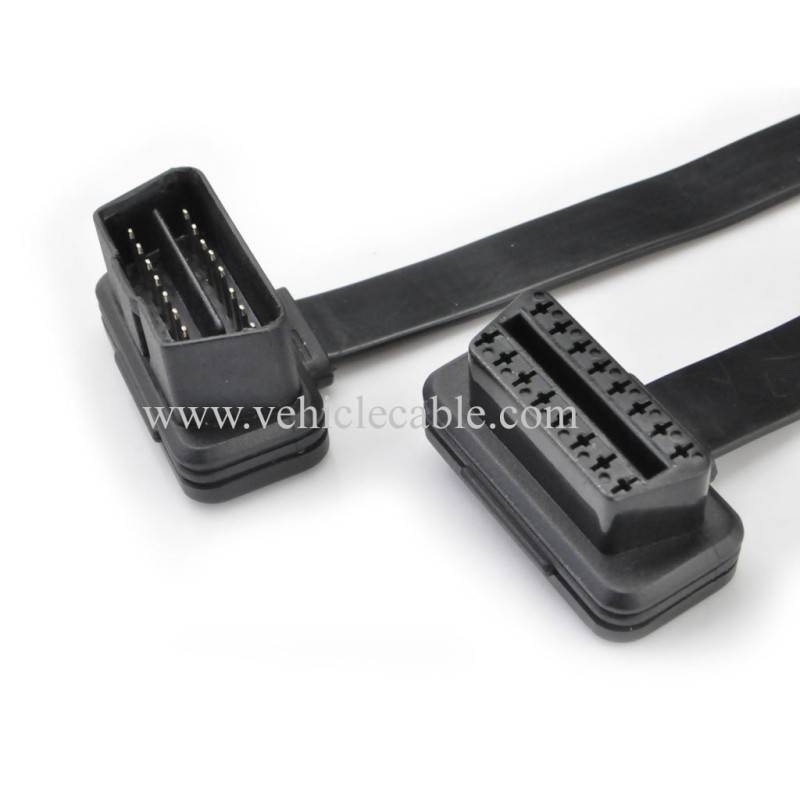 OLLGEN 3M/9.8Feet Ultra Flat Low Profile 16 Pin Male to Female OBDII OBD2 Extension Cable Car Diagnostic Extender Cord Adapter 