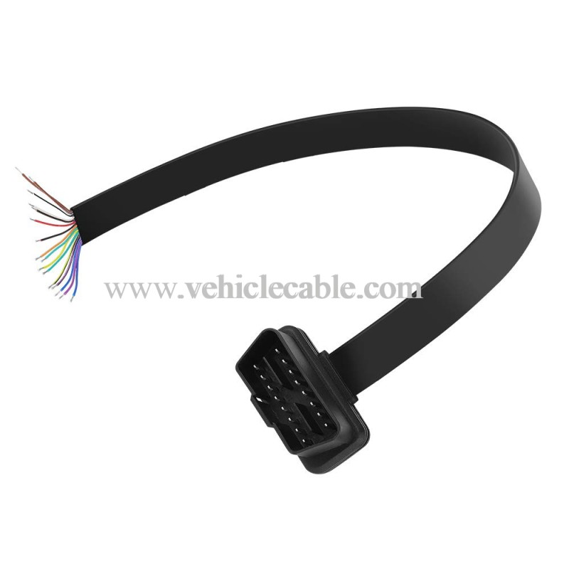OLLGEN 1.64ft 50cm OBD2 16 Pin Low Profile Flat Wire J1962 Male Connector to Open Plug Cord Auto Car OBD Diagnostic Extension DIY Pigtail Mobley Cable Adapter (Male Connector Pigtail)