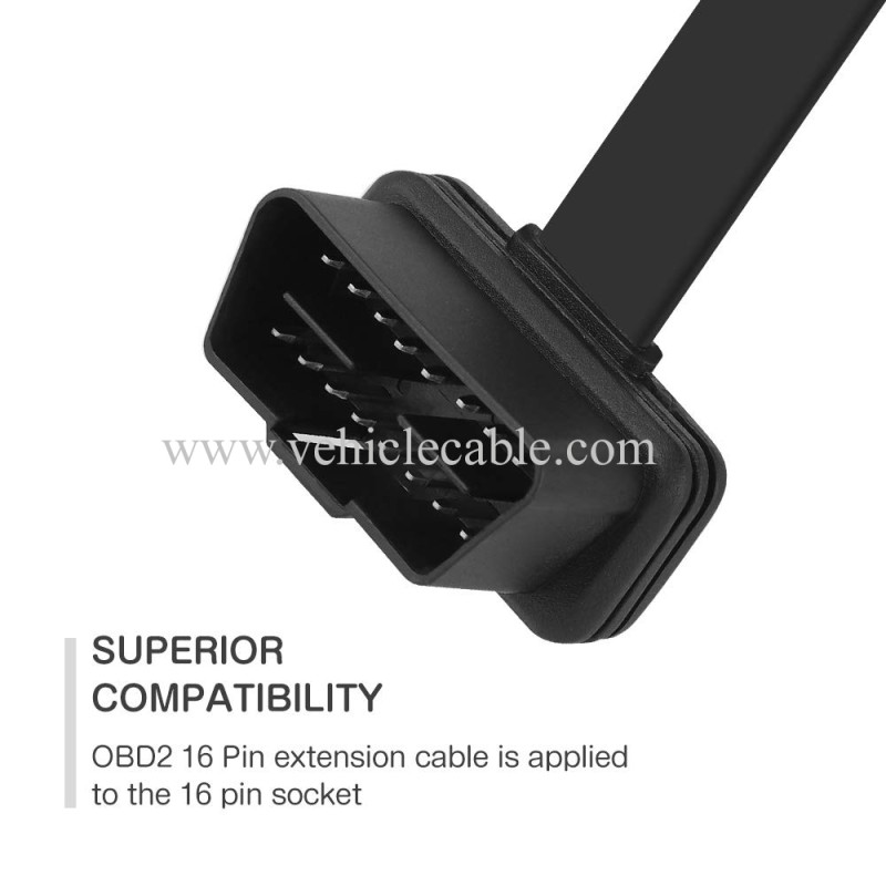 OLLGEN 1.64ft 50cm OBD2 16 Pin Low Profile Flat Wire J1962 Male Connector to Open Plug Cord Auto Car OBD Diagnostic Extension DIY Pigtail Mobley Cable Adapter (Male Connector Pigtail) 