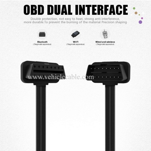 OLLGEN 1.64ft 50cm OBD2 16 Pin Low Profile Flat Wire J1962 Male Connector to Open Plug Cord Auto Car OBD Diagnostic Extension DIY Pigtail Mobley Cable Adapter (Male Connector Pigtail)