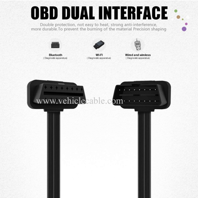 OLLGEN 1.64ft 50cm OBD2 16 Pin Low Profile Flat Wire J1962 Male Connector to Open Plug Cord Auto Car OBD Diagnostic Extension DIY Pigtail Mobley Cable Adapter (Male Connector Pigtail) 