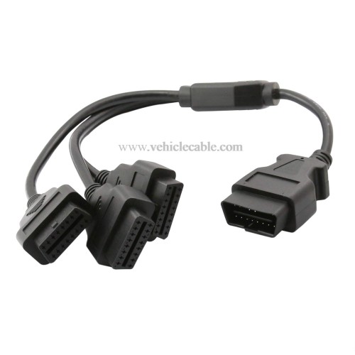 OLLGEN 1.6ft/50cm OBD2 Splitter Cable,3 Way OBD-II Extension Cable,Full 16 Pin OBD Splitter 1 to 3 Female Y Cable Car Diagnostic Extender Cord Adapter (Black)