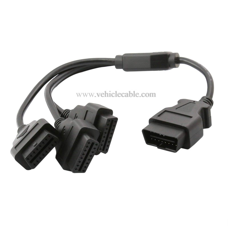 OLLGEN 1.6ft/50cm OBD2 Splitter Cable,3 Way OBD-II Extension Cable,Full 16 Pin OBD Splitter 1 to 3 Female Y Cable Car Diagnostic Extender Cord Adapter (Black) 