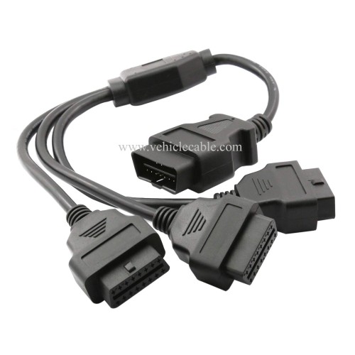 OLLGEN 1.6ft/50cm OBD2 Splitter Cable,3 Way OBD-II Extension Cable,Full 16 Pin OBD Splitter 1 to 3 Female Y Cable Car Diagnostic Extender Cord Adapter (Black)