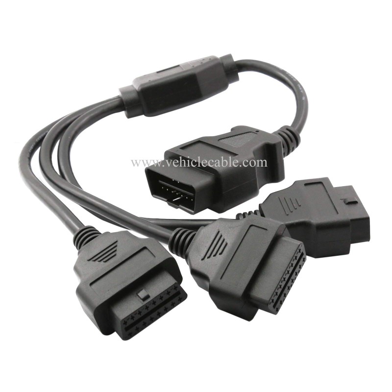 OLLGEN 1.6ft/50cm OBD2 Splitter Cable,3 Way OBD-II Extension Cable,Full 16 Pin OBD Splitter 1 to 3 Female Y Cable Car Diagnostic Extender Cord Adapter (Black) 