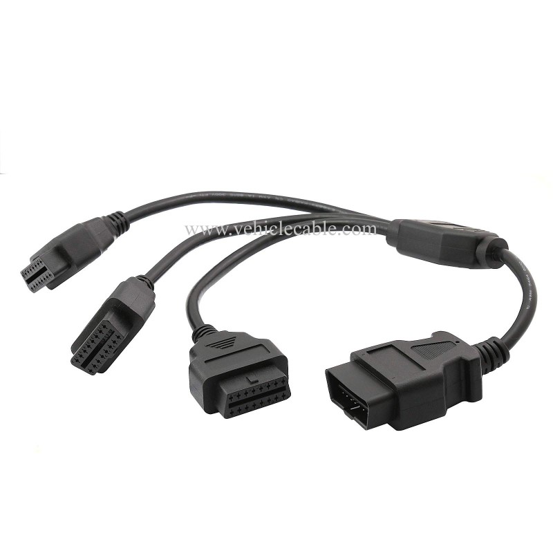 OLLGEN 1.6ft/50cm OBD2 Splitter Cable,3 Way OBD-II Extension Cable,Full 16 Pin OBD Splitter 1 to 3 Female Y Cable Car Diagnostic Extender Cord Adapter (Black) 