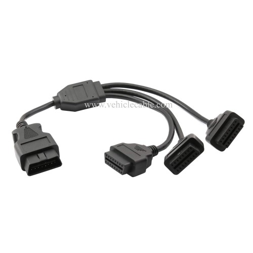 OLLGEN 1.6ft/50cm OBD2 Splitter Cable,3 Way OBD-II Extension Cable,Full 16 Pin OBD Splitter 1 to 3 Female Y Cable Car Diagnostic Extender Cord Adapter (Black)