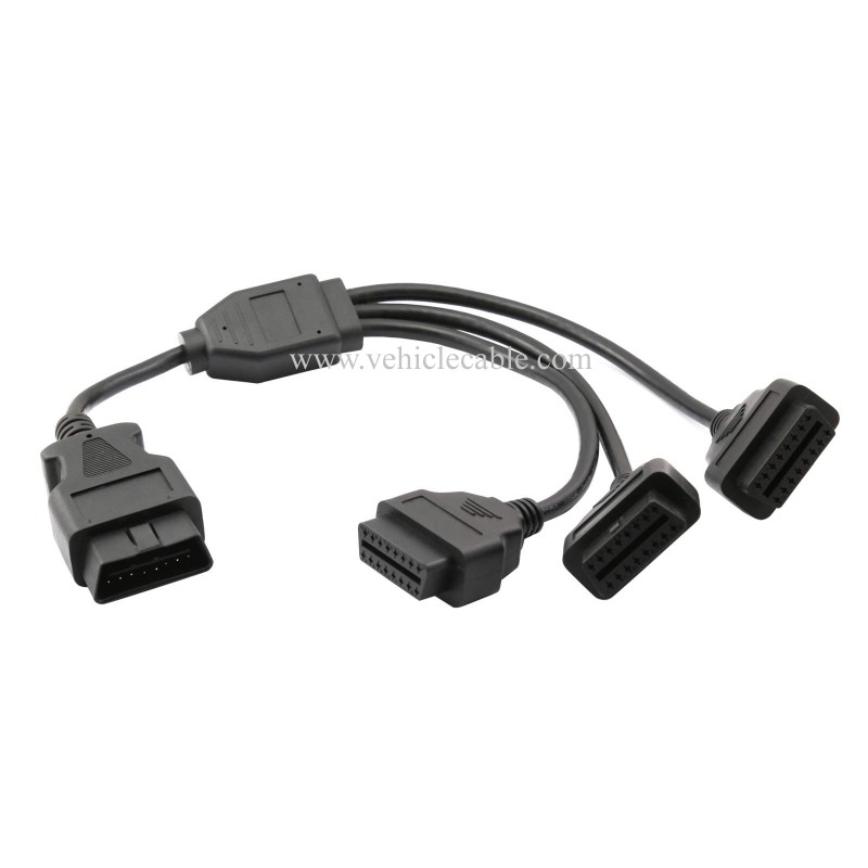 OLLGEN 1.6ft/50cm OBD2 Splitter Cable,3 Way OBD-II Extension Cable,Full 16 Pin OBD Splitter 1 to 3 Female Y Cable Car Diagnostic Extender Cord Adapter (Black) 