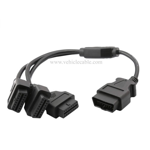 OLLGEN 1.6ft/50cm OBD2 Splitter Cable,3 Way OBD-II Extension Cable,Full 16 Pin OBD Splitter 1 to 3 Female Y Cable Car Diagnostic Extender Cord Adapter (Black)