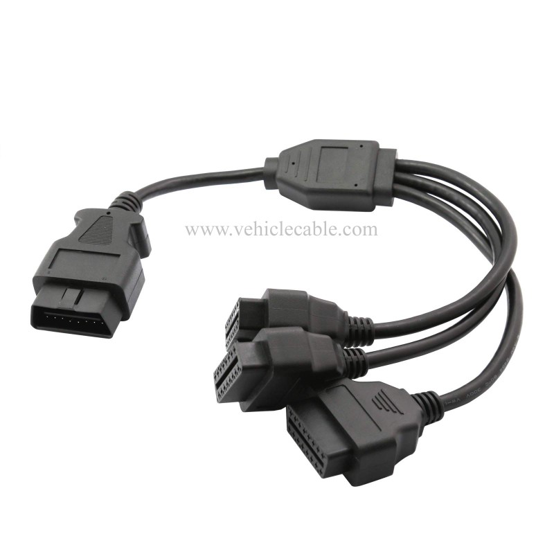 OLLGEN 1.6ft/50cm OBD2 Splitter Cable,3 Way OBD-II Extension Cable,Full 16 Pin OBD Splitter 1 to 3 Female Y Cable Car Diagnostic Extender Cord Adapter (Black) 