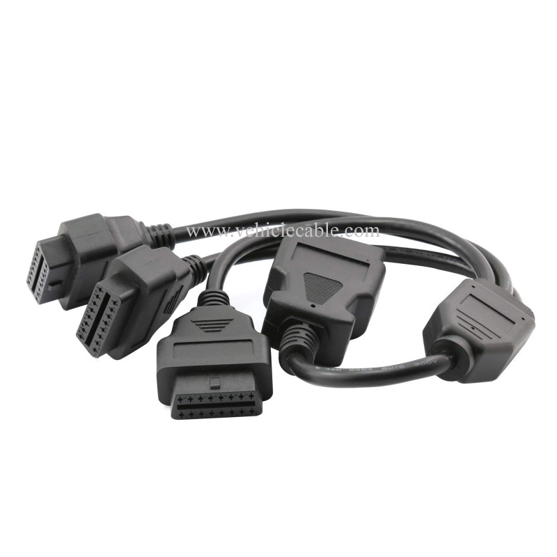 OLLGEN 1.6ft/50cm OBD2 Splitter Cable,3 Way OBD-II Extension Cable,Full 16 Pin OBD Splitter 1 to 3 Female Y Cable Car Diagnostic Extender Cord Adapter (Black) 