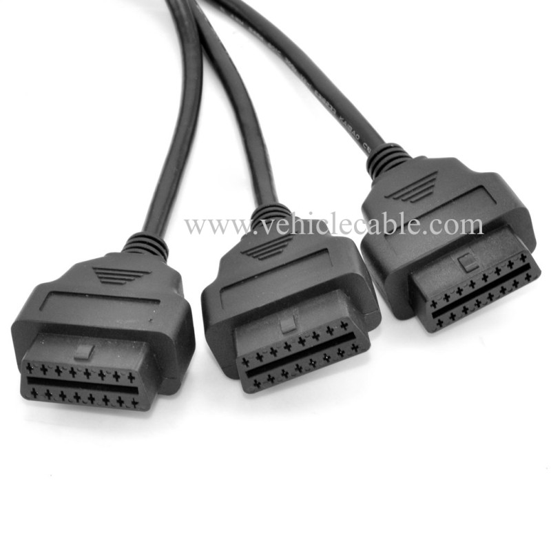 OLLGEN 1.6ft/50cm OBD2 Splitter Cable,3 Way OBD-II Extension Cable,Full 16 Pin OBD Splitter 1 to 3 Female Y Cable Car Diagnostic Extender Cord Adapter (Black) 