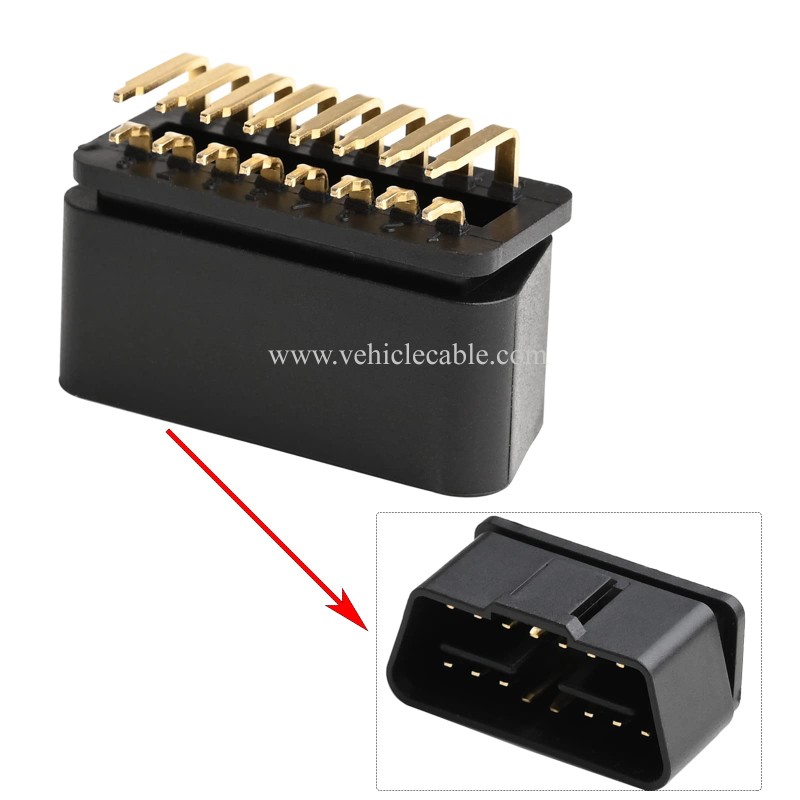OLLGEN Universal 16 Pin OBD 2 OBDII Male Connector EOBD2 OBDII J1962M Adapter Plug for 12V 24V Car Truck (Black) 
