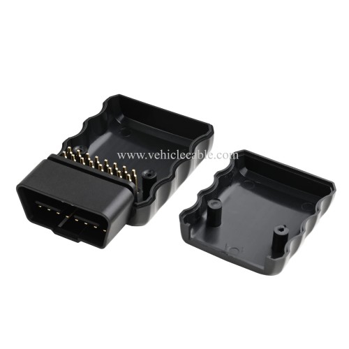 OLLGEN Universal 16 Pin OBD 2 OBDII Male Connector EOBD2 OBDII J1962M Adapter Plug for 12V 24V Car Truck (Black)