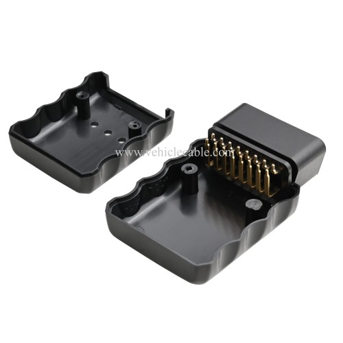OLLGEN Universal 16 Pin OBD 2 OBDII Male Connector EOBD2 OBDII J1962M Adapter Plug for 12V 24V Car Truck (Black)