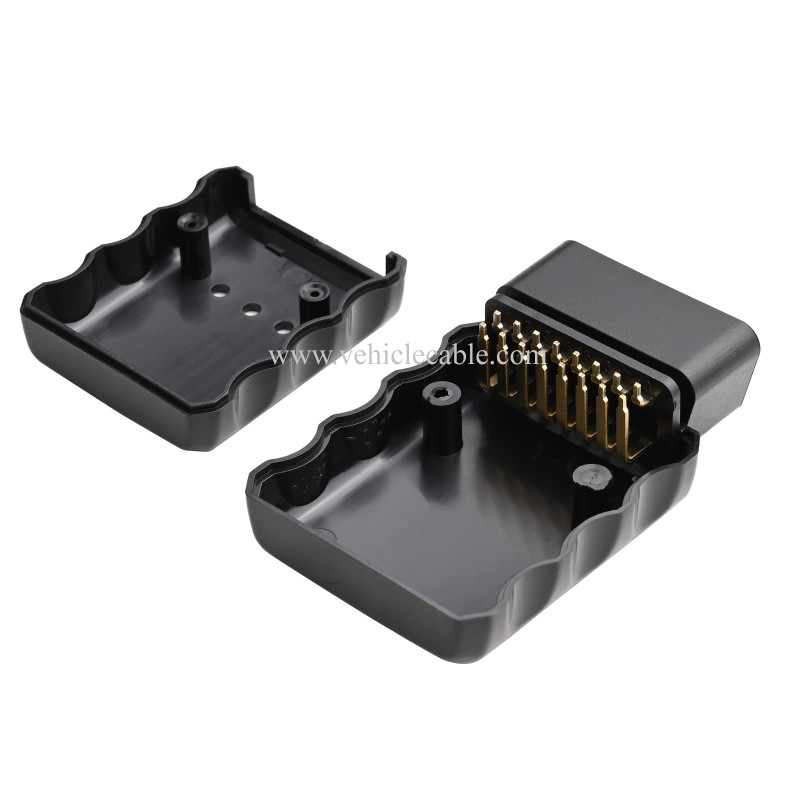 OLLGEN Universal 16 Pin OBD 2 OBDII Male Connector EOBD2 OBDII J1962M Adapter Plug for 12V 24V Car Truck (Black) 