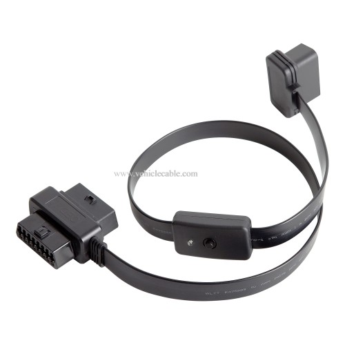 OLLGEN 60cm OBD II OBD2 16 Pin Car Diagnostic Splitter Cord Male to Dual Female Extension Cable Adapter with Power Switch