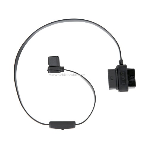 OLLGEN 60cm OBD II OBD2 16 Pin Car Diagnostic Splitter Cord Male to Dual Female Extension Cable Adapter with Power Switch