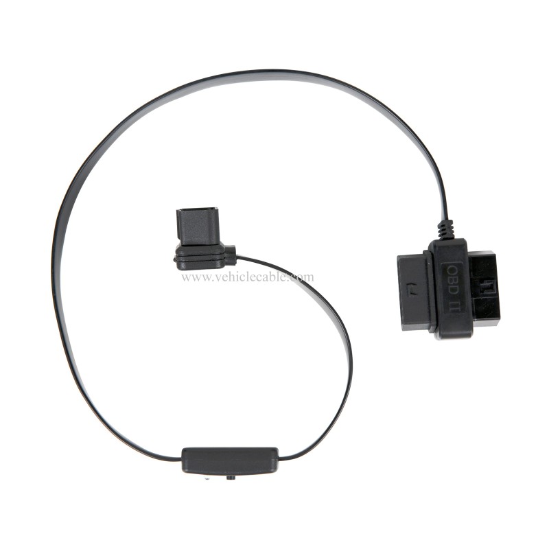 OLLGEN 60cm OBD II OBD2 16 Pin Car Diagnostic Splitter Cord Male to Dual Female Extension Cable Adapter with Power Switch 