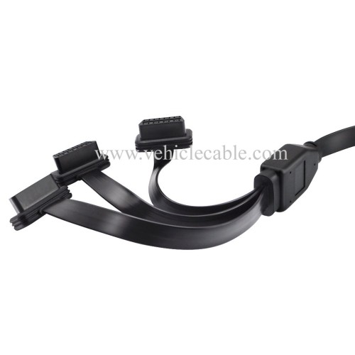OLLGEN 50cm / 20" OBD2 OBDII 1 to 3 Ultra Low Profile Straight Port 16 Pin Male to Female Y Splitter Cord Car Diagnostic 1 x Male and 3 x Female OBD Extension Cable