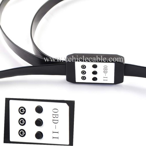 OLLGEN 50cm 3 Way OBDii OBD2 Splitter Cable Ultra Low Profile 16 Pin OBD Male to Female Car Diagnostic Extension Cable with Individually Power Switch