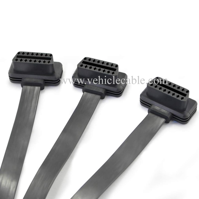 OLLGEN 50cm 3 Way OBDii OBD2 Splitter Cable Ultra Low Profile 16 Pin OBD Male to Female Car Diagnostic Extension Cable with Individually Power Switch 